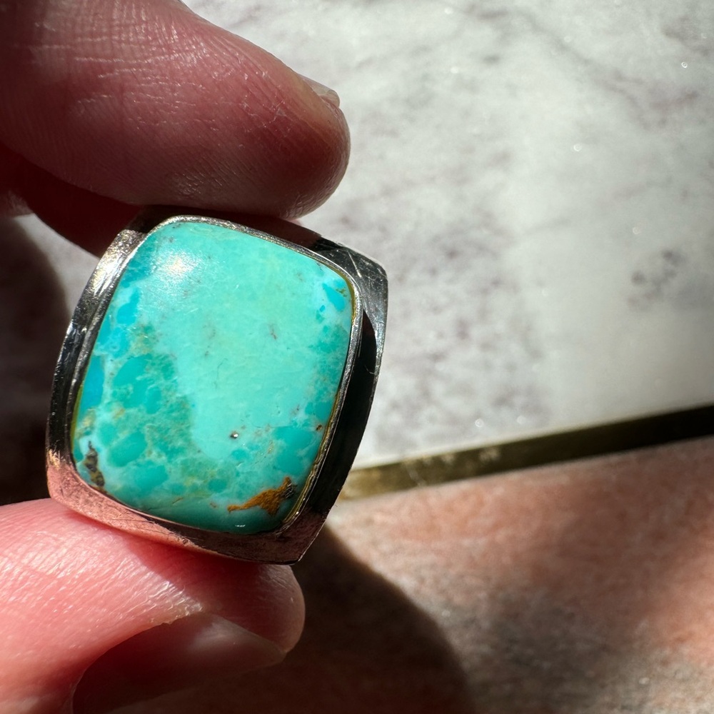 Beautiful real turquoise silver ring ~